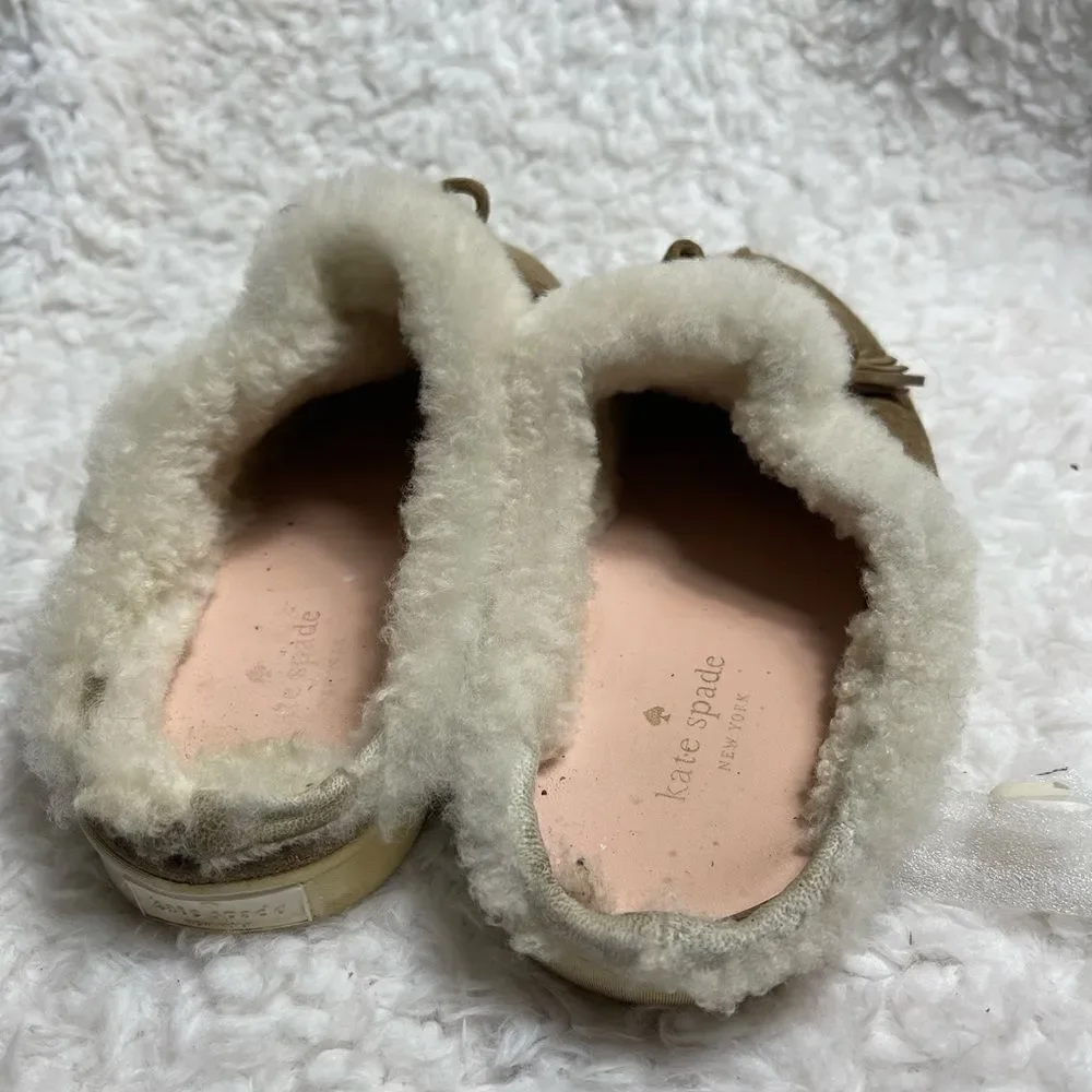 - Kate Spade New York Suede Tassel Fleece Lined Slip On Mule Sneakers size…